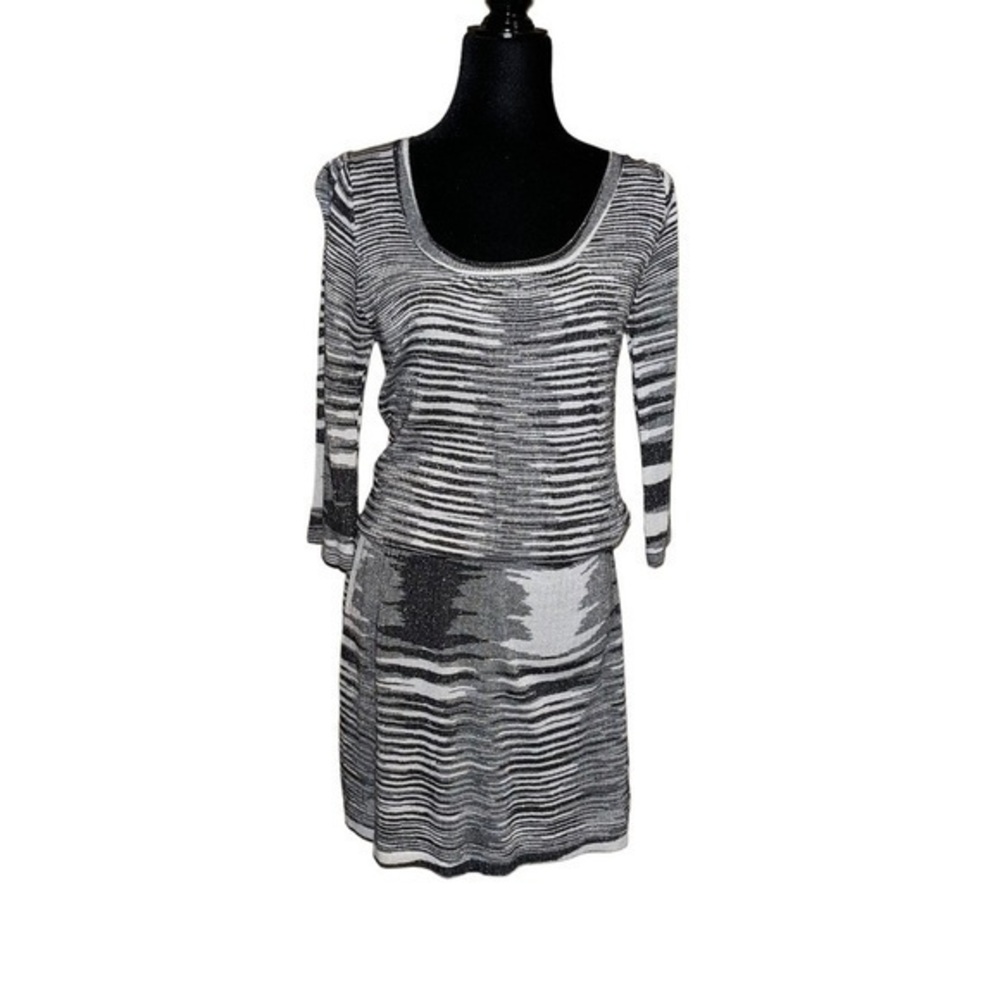 Dulce Cabo Gray/Black Winter Midi Dress Size M